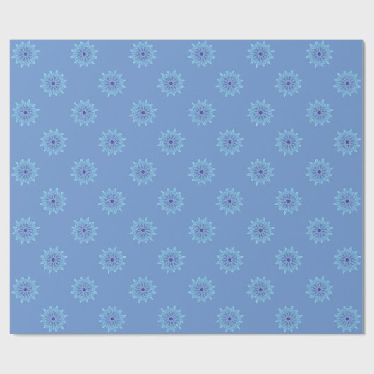 Blauw Snowflake Solid Blue Wrapping Paper Cadeaupapier (Vlak)
