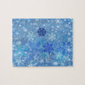 Blauw Snowflakes Design Jigzaag Puzzle Legpuzzel (Horizontaal)