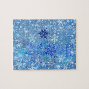 Blauw Snowflakes Design Jigzaag Puzzle Legpuzzel