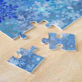 Blauw Snowflakes Design Jigzaag Puzzle Legpuzzel (Zijkant)