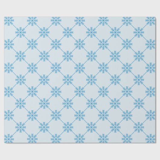Blauw Snowflakes Diagonaal vierkant patroon Cadeaupapier (Vlak)
