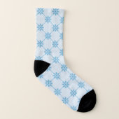 Blauw Snowflakes Diagonaal vierkant patroon Sokken (Rechts - buiten)