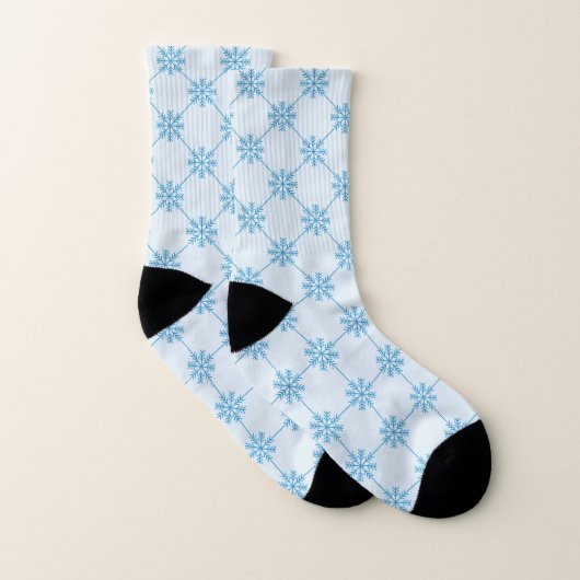 Blauw Snowflakes Diagonaal vierkant patroon Sokken (Paar)