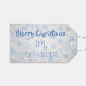  blauw Snowflakes Holiday Kerstmis Cadeaulabel (Voorkant (Horizontaal))