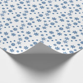 Blauw Snowflakes kerstvakantiewrapppapier Cadeaupapier (Hoek)