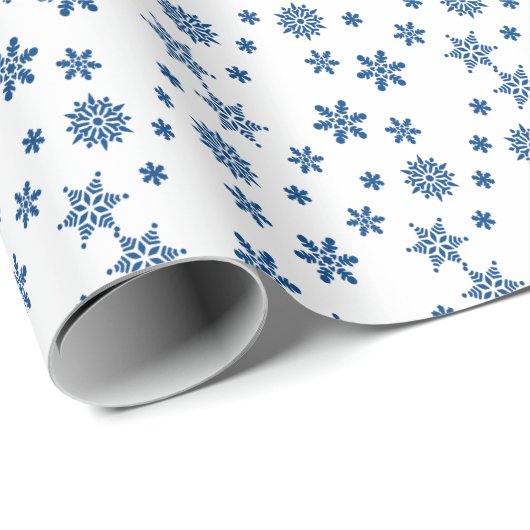 Blauw Snowflakes kerstvakantiewrapppapier Cadeaupapier (Rol Hoek)