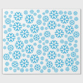 Blauw Snowflakes Winter Holiday Pattern on White Cadeaupapier (Vlak)