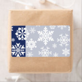Blauw Snowflakes Winter Kerstfeestdag patroon Etiket (Insitu)