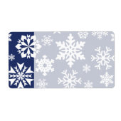 Blauw Snowflakes Winter Kerstfeestdag patroon Etiket (Voorkant)