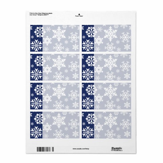 Blauw Snowflakes Winter Kerstfeestdag patroon Etiket (Full Sheet)