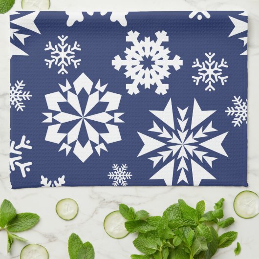Blauw Snowflakes Winter Kerstfeestfeest Patroon Theedoek (Gevouwen)