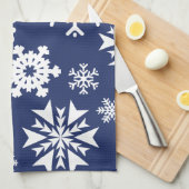 Blauw Snowflakes Winter Kerstfeestfeest Patroon Theedoek (Quarter Fold)