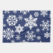 Blauw Snowflakes Winter Kerstfeestfeest Patroon Theedoek (Horizontaal)