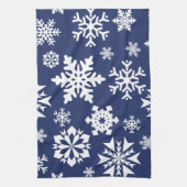 Blauw Snowflakes Winter Kerstfeestfeest Patroon Theedoek (Verticaal)
