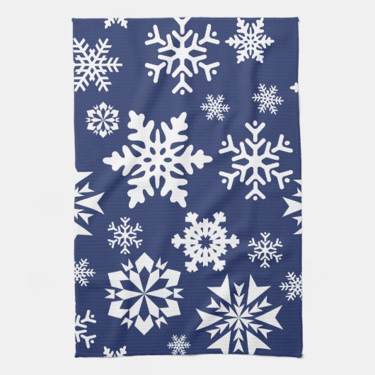 Blauw Snowflakes Winter Kerstfeestfeest Patroon Theedoek (Verticaal)