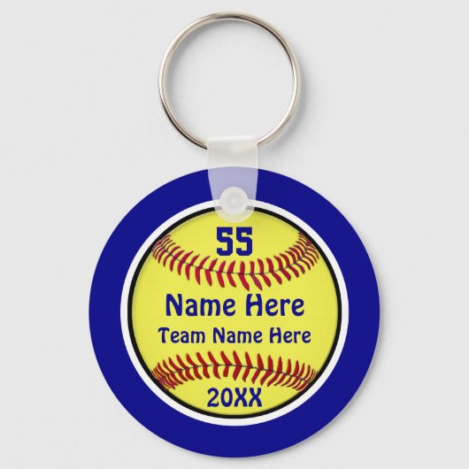 Blauw, Softball Bag Labels, speciaal aangepast Sleutelhanger (Voorkant)