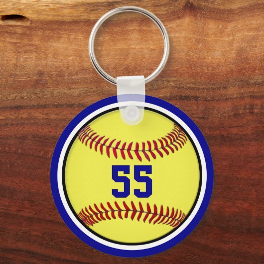 Blauw, Softball Bag Labels, speciaal aangepast Sleutelhanger (Achterkant)