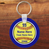 Blauw, Softball Bag Labels, speciaal aangepast Sleutelhanger (Voorkant)