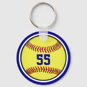 Blauw, Softball Bag Labels, speciaal aangepast Sleutelhanger (Achterkant)