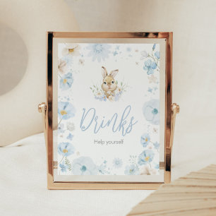 Blauw Somebunny Konijn Baby Shower Dranken Poster