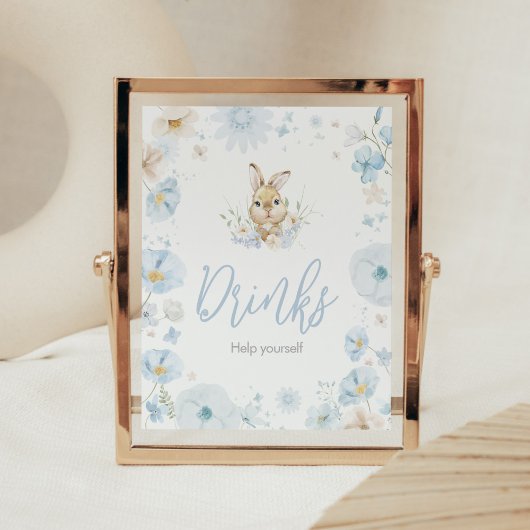 Blauw Somebunny Konijn Baby Shower Dranken Poster