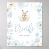 Blauw Somebunny Konijn Baby Shower Dranken Poster (Voorkant)