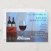 Blauw Sophisticated Rode wijn verjaardagsfeestje Kaart (Voorkant)
