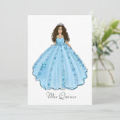Blauw Spaans Quinceañera Mis Quince Kaart (Staand voorkant)