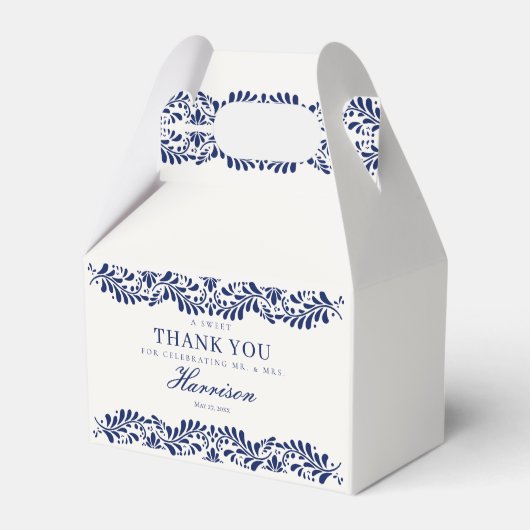 Blauw Spaans Talavera Tegeltje Bruiloftsfeest Dess Bedankdoosjes (Voorkant Zijde)