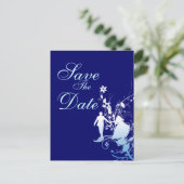 Blauw sparen de datum trouwaankondiging aankondigingskaart (Staand voorkant)