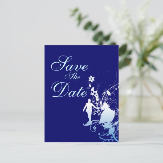 Blauw sparen de datum trouwaankondiging aankondigingskaart (Staand voorkant)