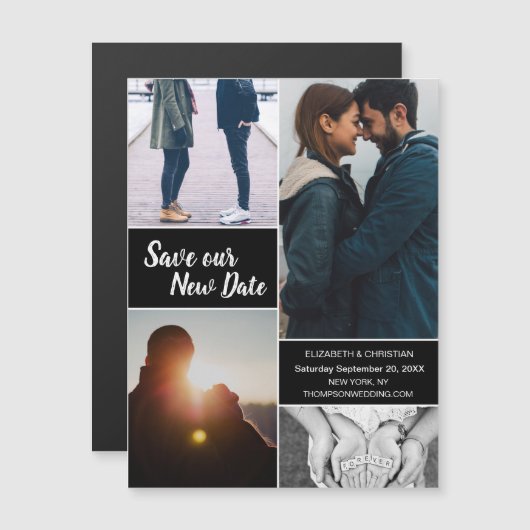 Blauw sparen onze Nieuwe Foto van de Datum Verande Magnetische Uitnodiging (Voorkant / Achterkant)