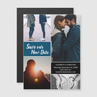 Blauw sparen onze Nieuwe Foto van de Datum Verande Magnetische Uitnodiging