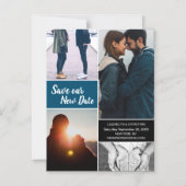 Blauw sparen onze Nieuwe Foto van de Datum Verande Magnetische Uitnodiging (Voorkant)