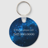 Blauw Sparkle Licht Silver Cross Monogram Sleutelhanger (Achterkant)