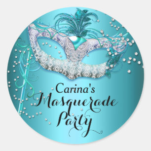 Blauw Sparkle Masquerade Feest Sticker