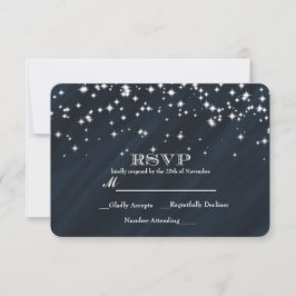 Blauw & Sparkle Stars Elegante Glamour RSVP Kaart