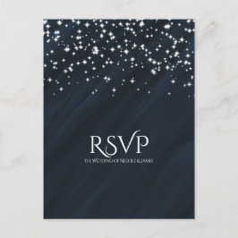 Blauw & Sparkle Stars Elegante Trouw-RSVD-kaart Uitnodiging Briefkaart