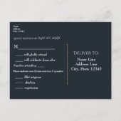 Blauw & Sparkle Stars Elegante Trouw-RSVP-Kaart Uitnodiging Briefkaart (Achterkant)