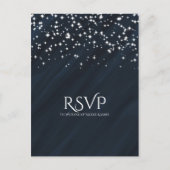 Blauw & Sparkle Stars Elegante Trouw-RSVP-Kaart Uitnodiging Briefkaart (Voorkant)