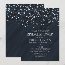 Blauw & Sparkle Sterren Elegante Glamour Uitnodigi