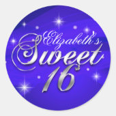  Blauw Sparkle Sweet Sixteen Sticker (Voorkant)