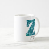 Blauw Sparkly Glitter Letter Z Monogram Mok (Voorkant rechts)