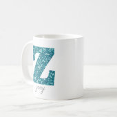 Blauw Sparkly Glitter Letter Z Monogram Mok (Voorkant links)