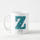 Blauw Sparkly Glitter Letter Z Monogram Mok (Links)