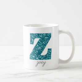 Blauw Sparkly Glitter Letter Z Monogram Mok