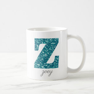 Blauw Sparkly Glitter Letter Z Monogram Mok