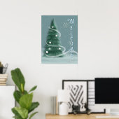 Blauw sparren Kerstboom Welkom Poster (Thuiskantoor)