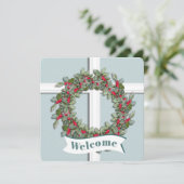Blauw Sparrenraam naar Winter Uitnodiging (Staand voorkant)