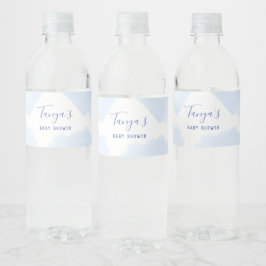 Blauw spatflesetiket, baby shower waterfles etiket